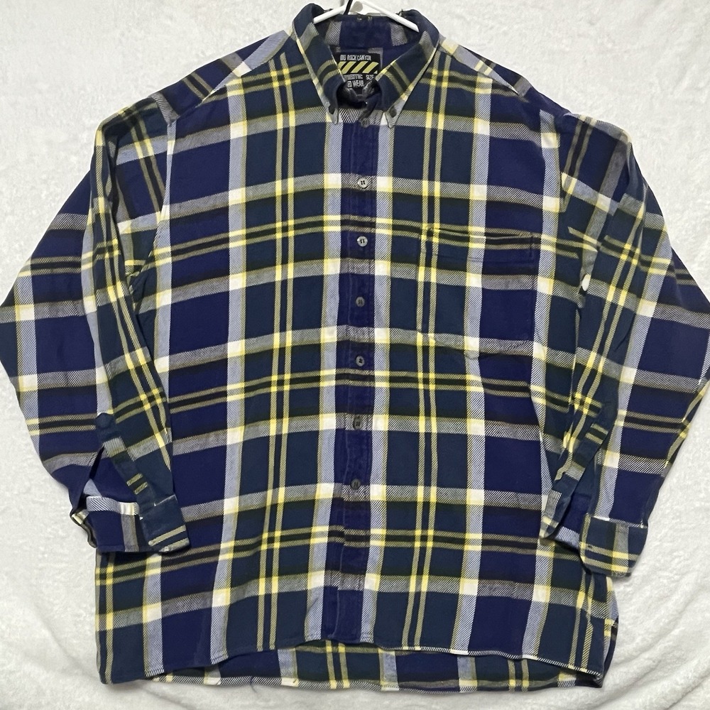 Big Rock Canyon Flannel Barn Shirt Men's 2XL Button Down Rugged Workwear Thick